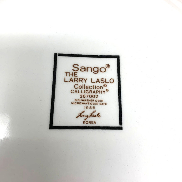 Vintage 1986 Lot 9 Sango x Larry Laslo "Calligraphy" Oval 8" Salad Bread Plates - Picture 3 of 6
